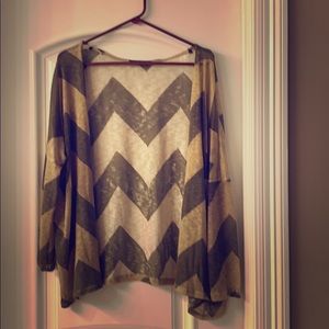 Olive Green and Beige Lightweight Cardigan - Sz S